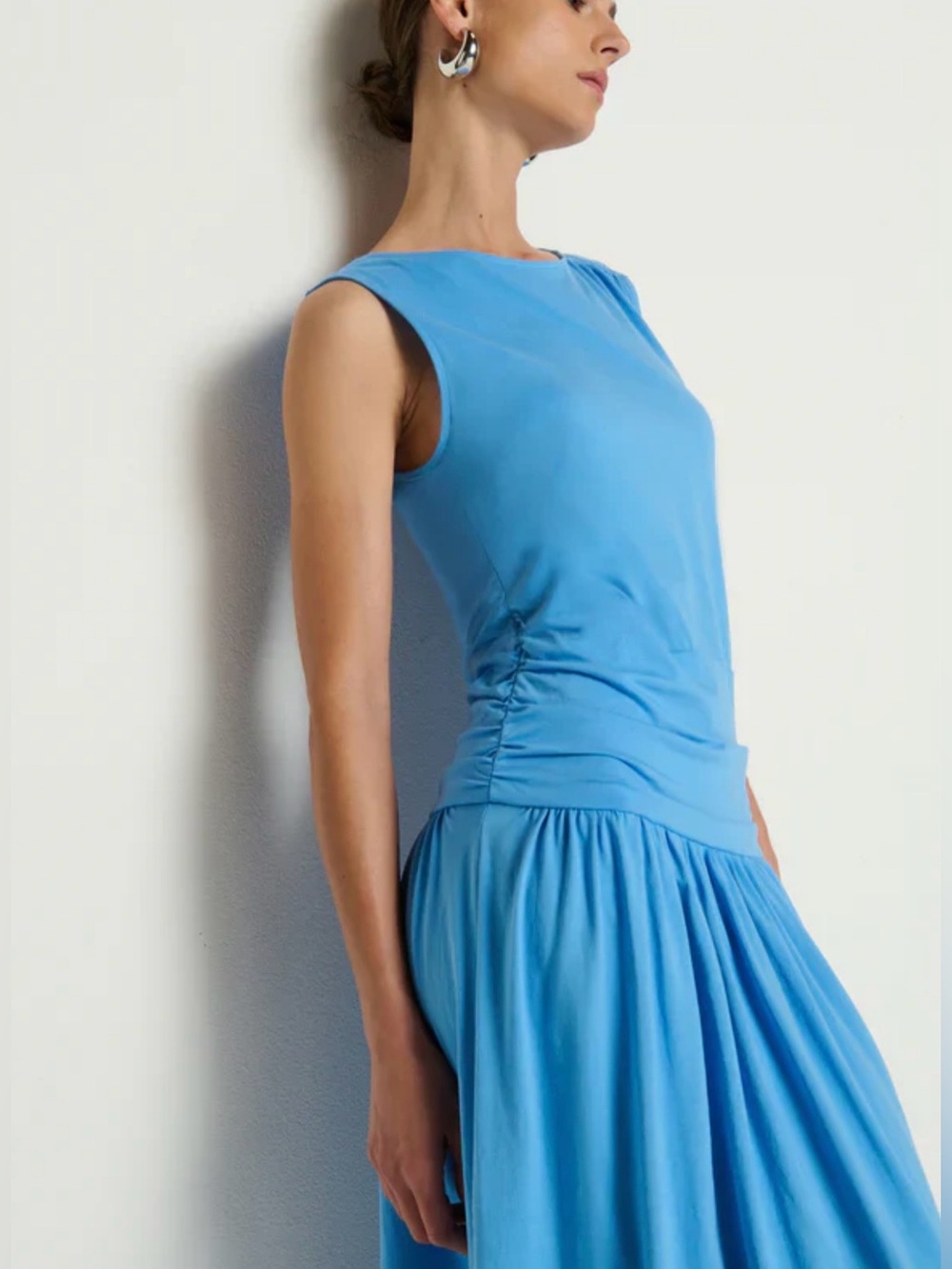 Nation LTD Cleo Laguna Blue Ruched Midi Dress Size S & M NWT - Picture 3 of 16